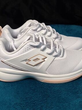 Lotto Pronto 400 Rose Gold White Womens Tennis Shoes Sneakers Size 8